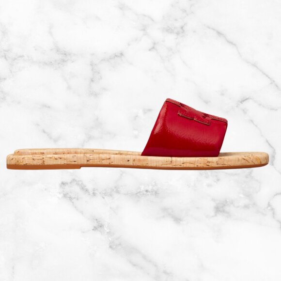 TORY BURCH | Double T Sport Slide Sandals in Red | Womenโs 8.5 Slip-On - Picture 5 of 13